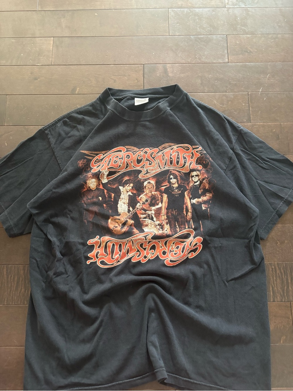 Vintage Anvil Black Aerosmith band Graphic Tee with Orange Accents